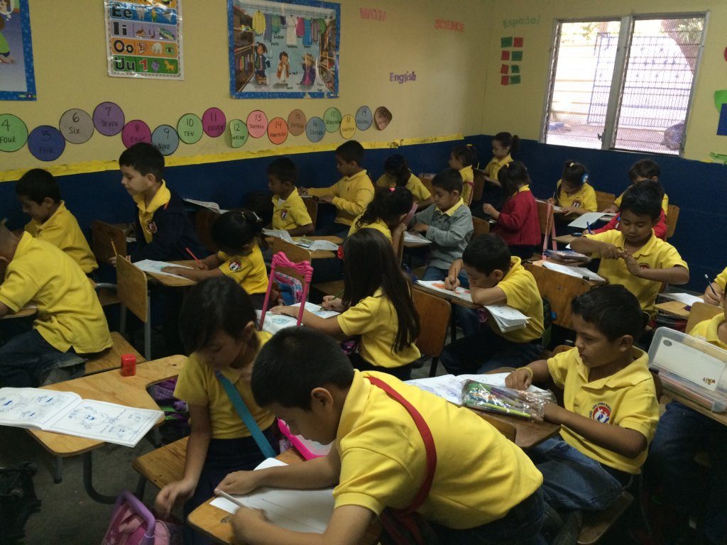 Children in an English class