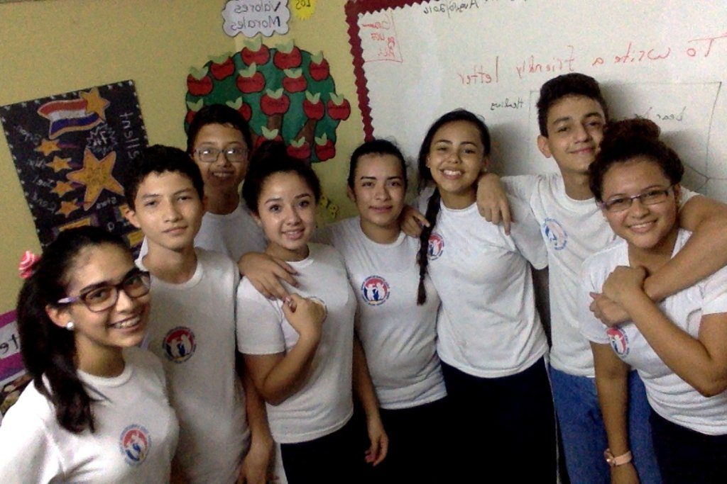 Volunteers with the children