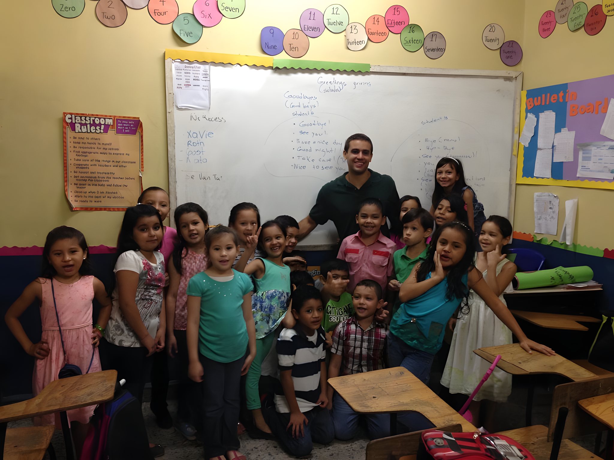 Volunteer with students