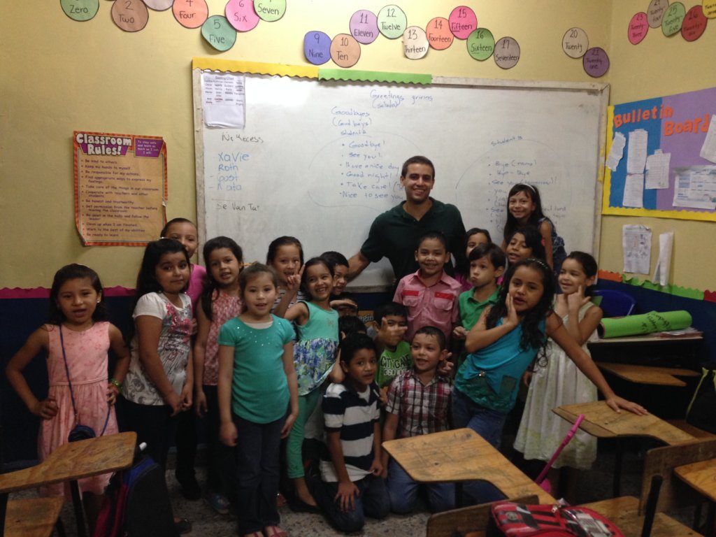 Volunteer with students